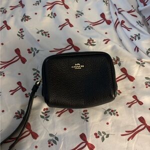 Coach Black Pebbled Leather Wristlet